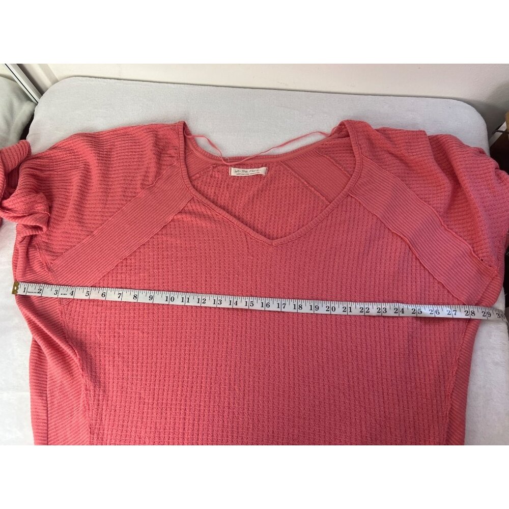 We the Free People Santa Clara Thermal Waffle Knit Oversized Top Prairie Rose - Picture 5 of 6